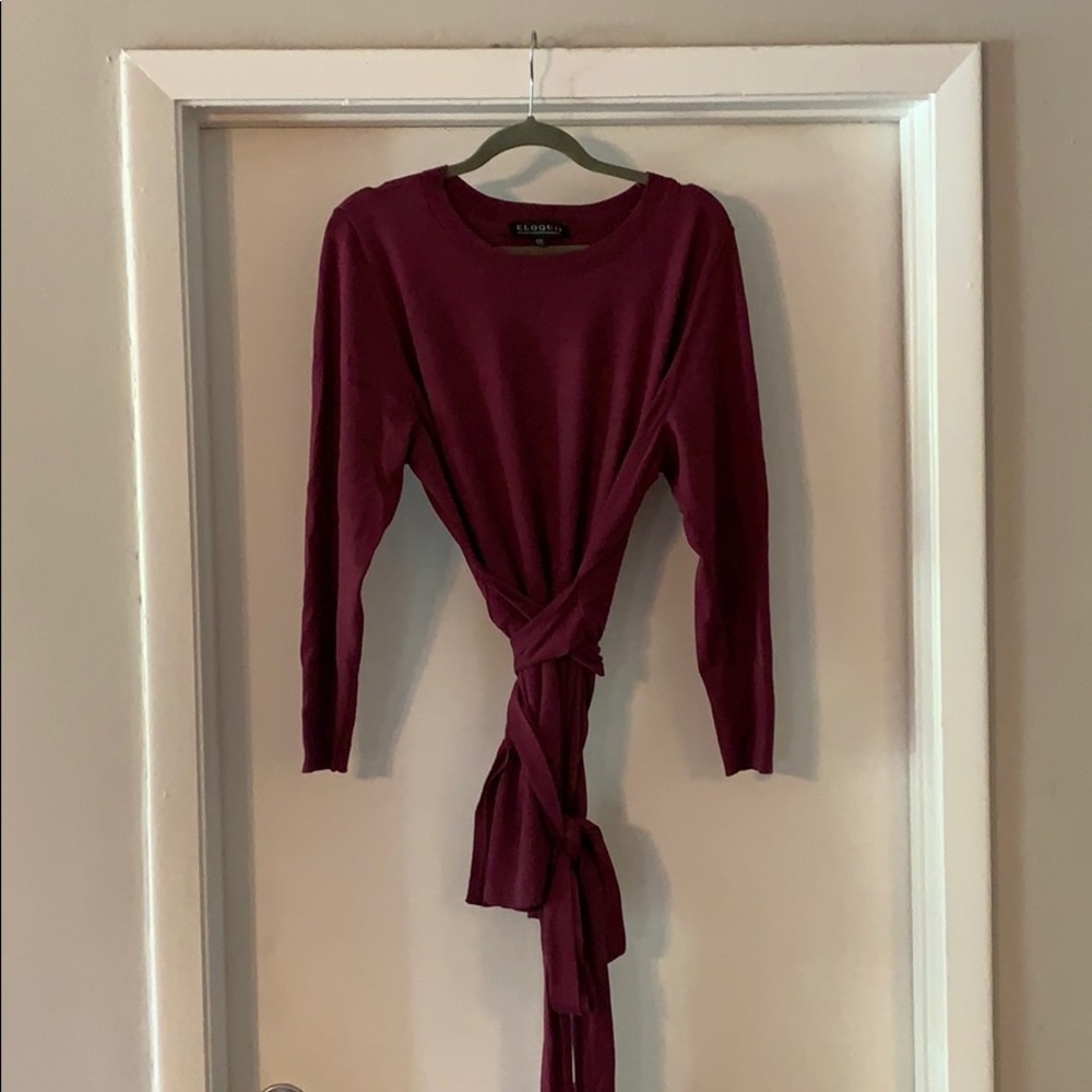 Eloquii Tie Waist Tunic Sweater